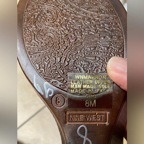 Nine West Cork Wedge Lightweight Strappy Leather Sandals Made In Italy Sz8 - Picture 12 of 13